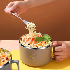 Stainless Steel Instant Noodle Bowl with Lid Tableware