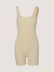 Ribbed Square Neck Romper Bodysuit