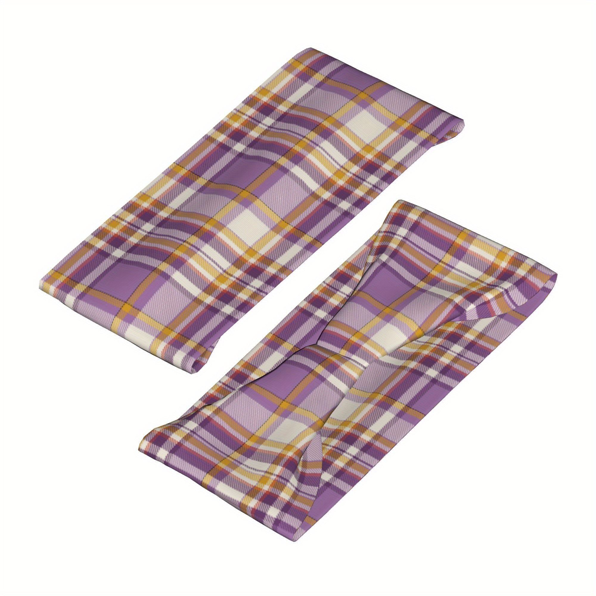 Signature Check Plaid Headband Purple Yellow Brown Beige Stretchy Headband
