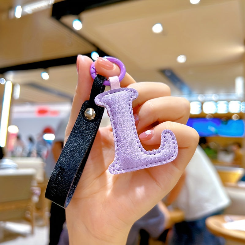 Creative English Letter Keychain PU Leather Pendant Bag Ornament