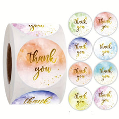 500pcs Colorful Thank You Sticker Seal Roll Paper Packaging Decoration Label
