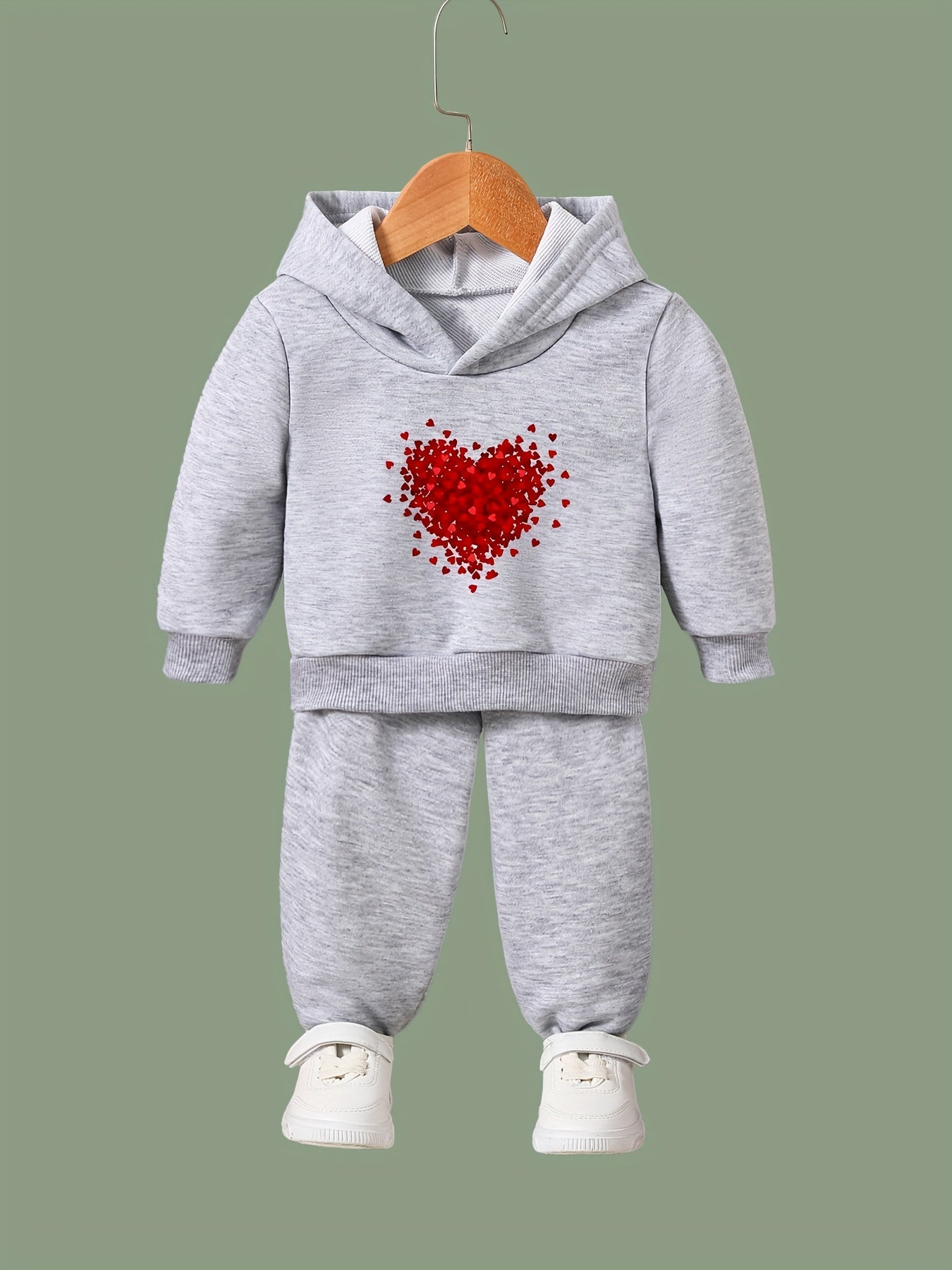 Girls Heart Graphic 2pcs Activewear Set Spring Fall Sports