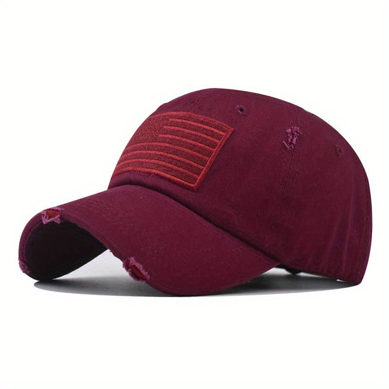 Ripped Sunshade National Flag Embroidery Baseball Cap