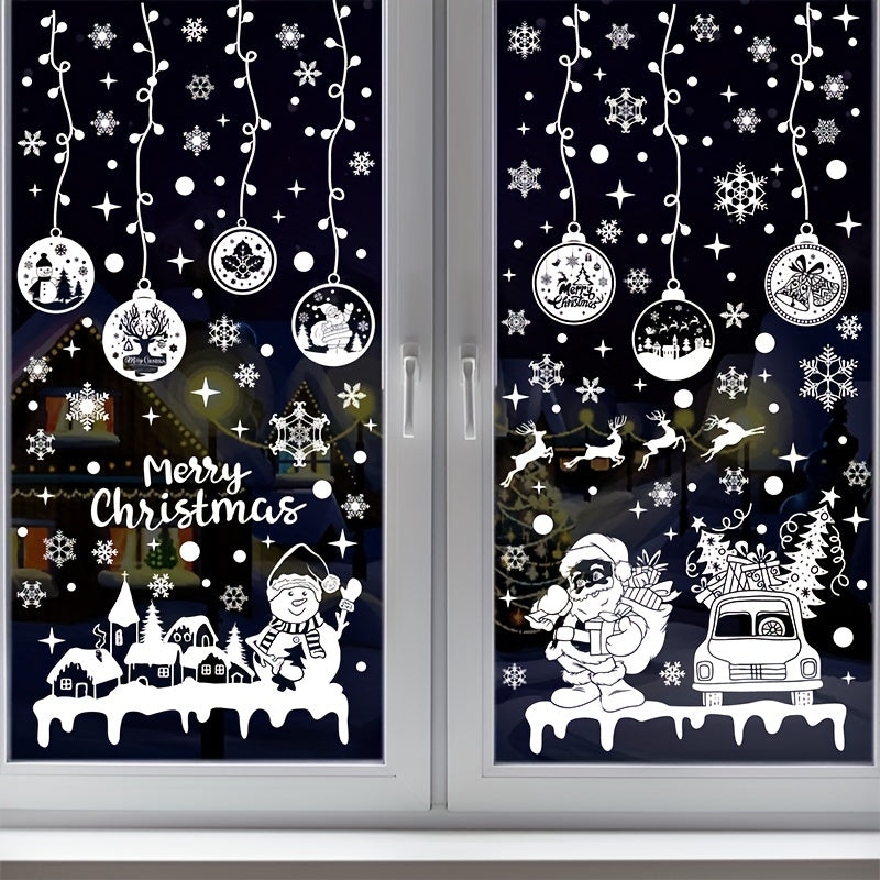 237pcs Christmas Window Stickers Reusable Xmas Window Clings Decals