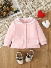 Baby Girl Kitten Print Doll Collar Baseball Coat