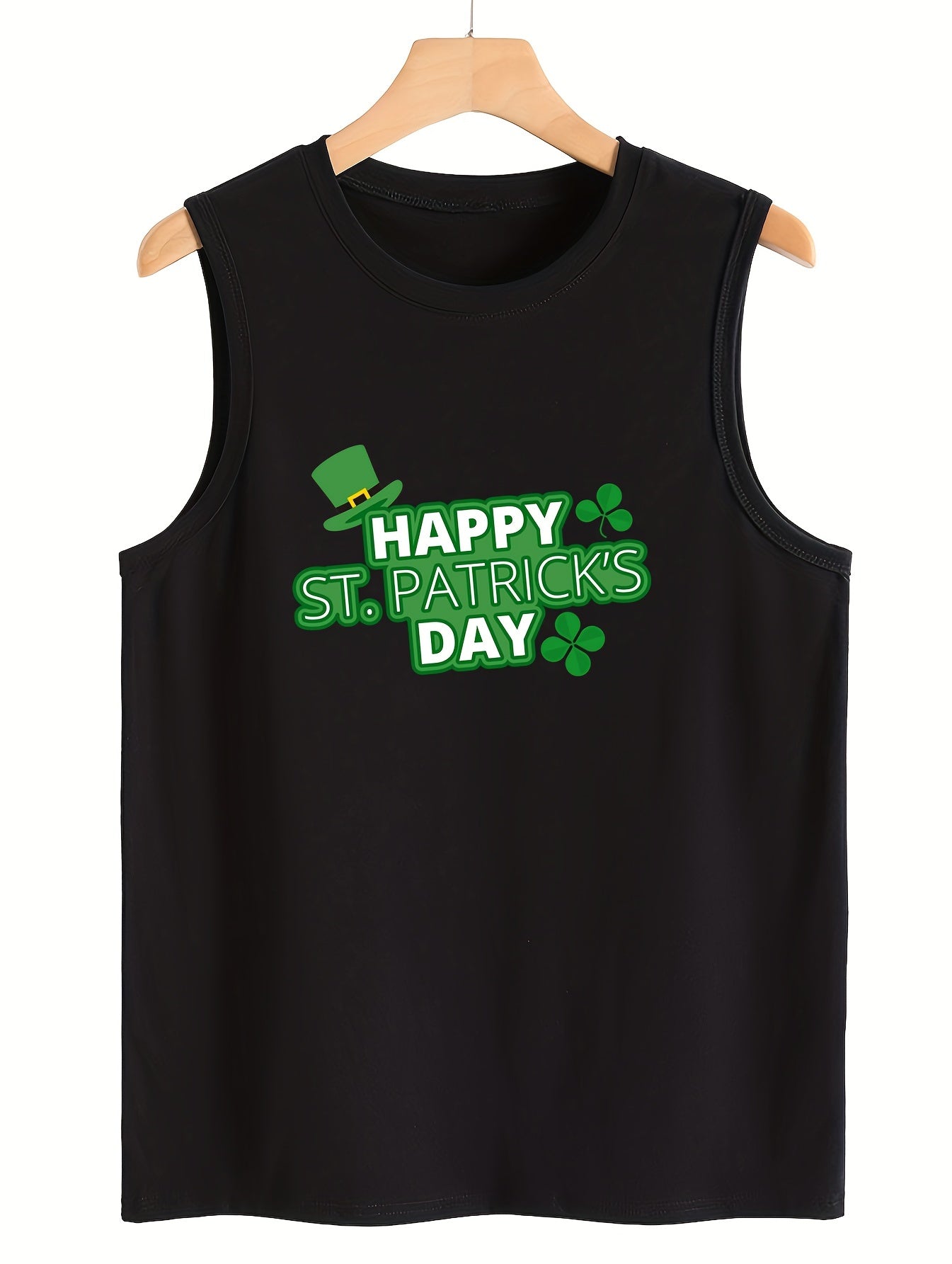 Leaf & Letter Print Sleeveless Sports Vest Round Neck Casual Top