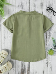 Boys Short Sleeve Stand Collar Shirt