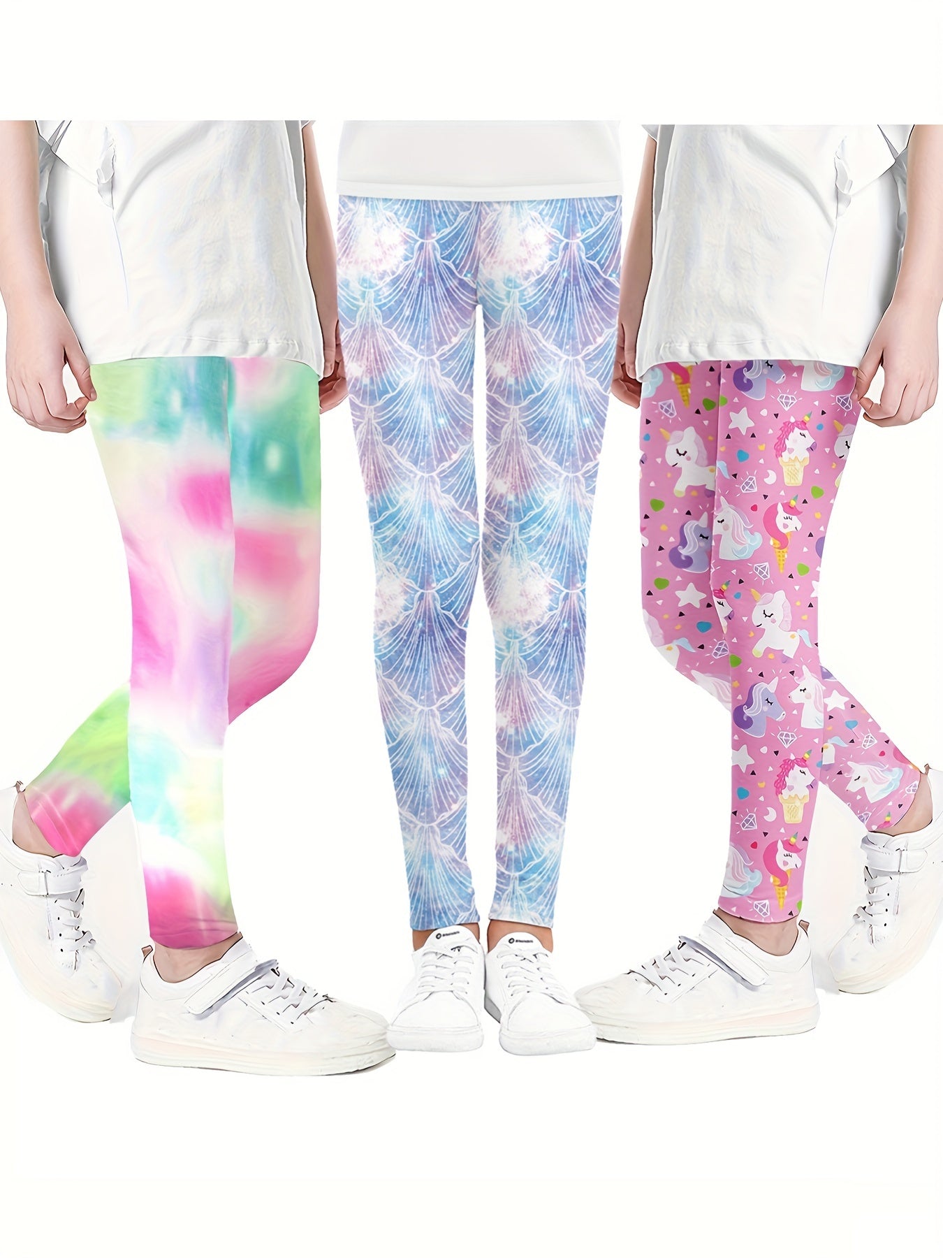 3pcs Toddler Girls Unicorn Tie Dye Leggings Set