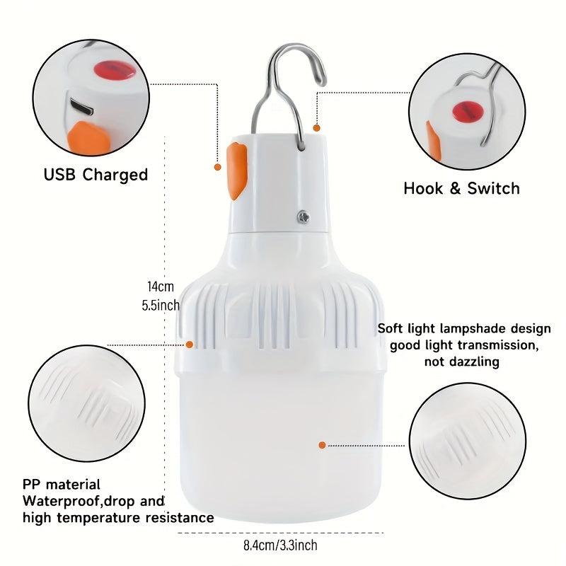 80W LED Outdoor USB Rechargeable Camping Bulb