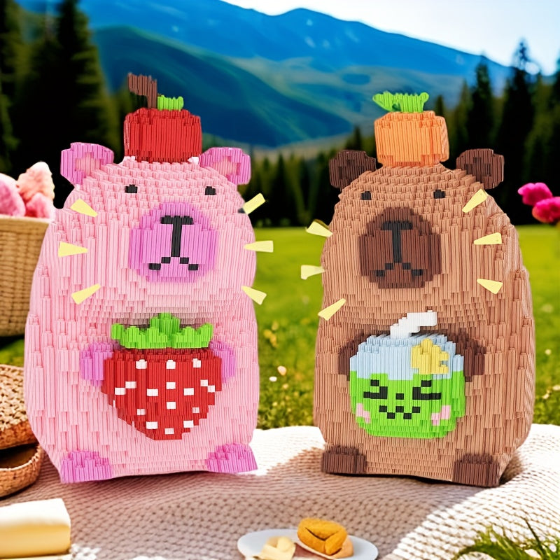 5600pcs Kapibara Building Blocks Set DIY Crafts Animal & Fruit Shapes Teens Adul