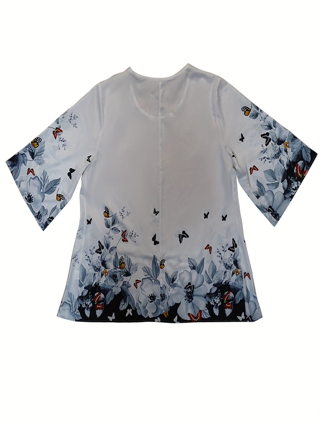 Floral Print Round Neck Blouse