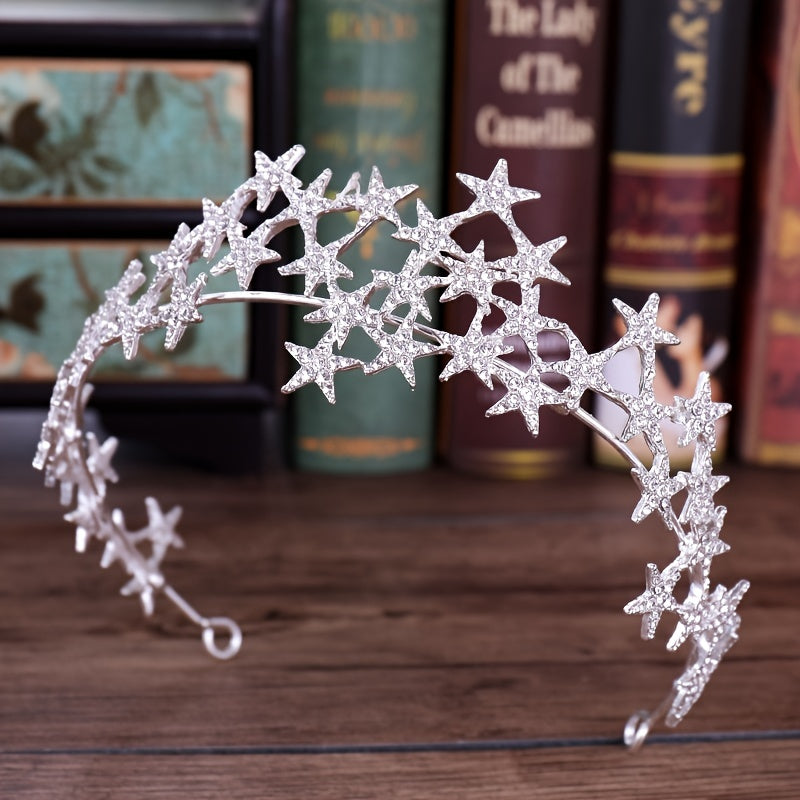 Rhinestone Star Tiara Wedding Accessories Crystal Crown Bridal Jewelry