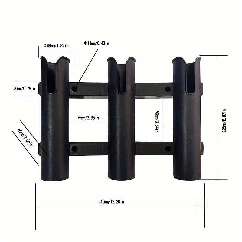 3-Tube Plastic Fishing Rod Rack Portable Pole Bracket for Boats and Kayaks