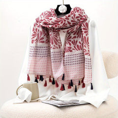 Boho Contrast Scarf Lightweight Soft Tassel Shawl