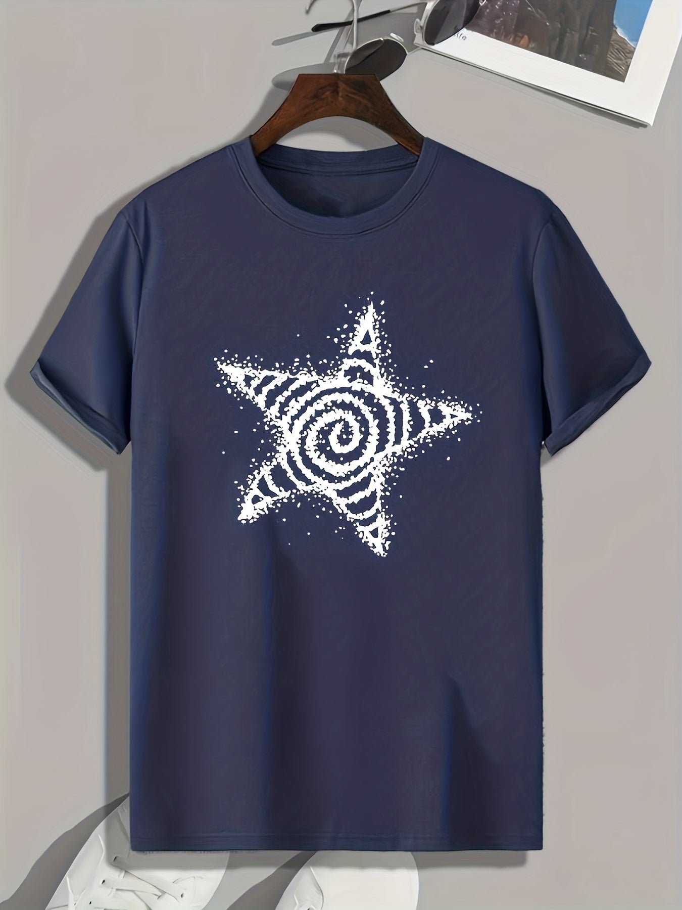 Star Pattern Print Men's Comfy Sports T shirt Graphic Tee Men's Summer