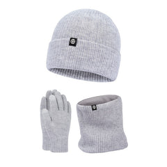 Woolen Hat Bib Gloves Three piece Set Thickened Knitted Hat