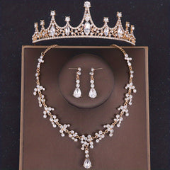 Crystal Crop Necklace And Earrings Set Bridal Jewelry Accessories