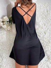Scoop Neck Short Sleeve Lounge Dress