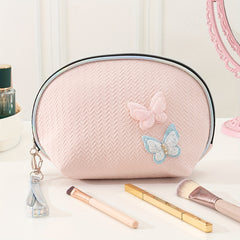 Pink Glitter Butterfly Makeup Toiletries Bag