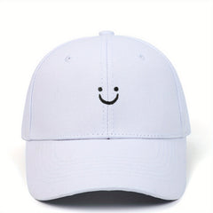 Happy Face Embroidery Baseball Cap Summer Sun Hat for Couple
