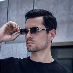 Men's Rimless Rhinestones Sunglasses for Sun Protection