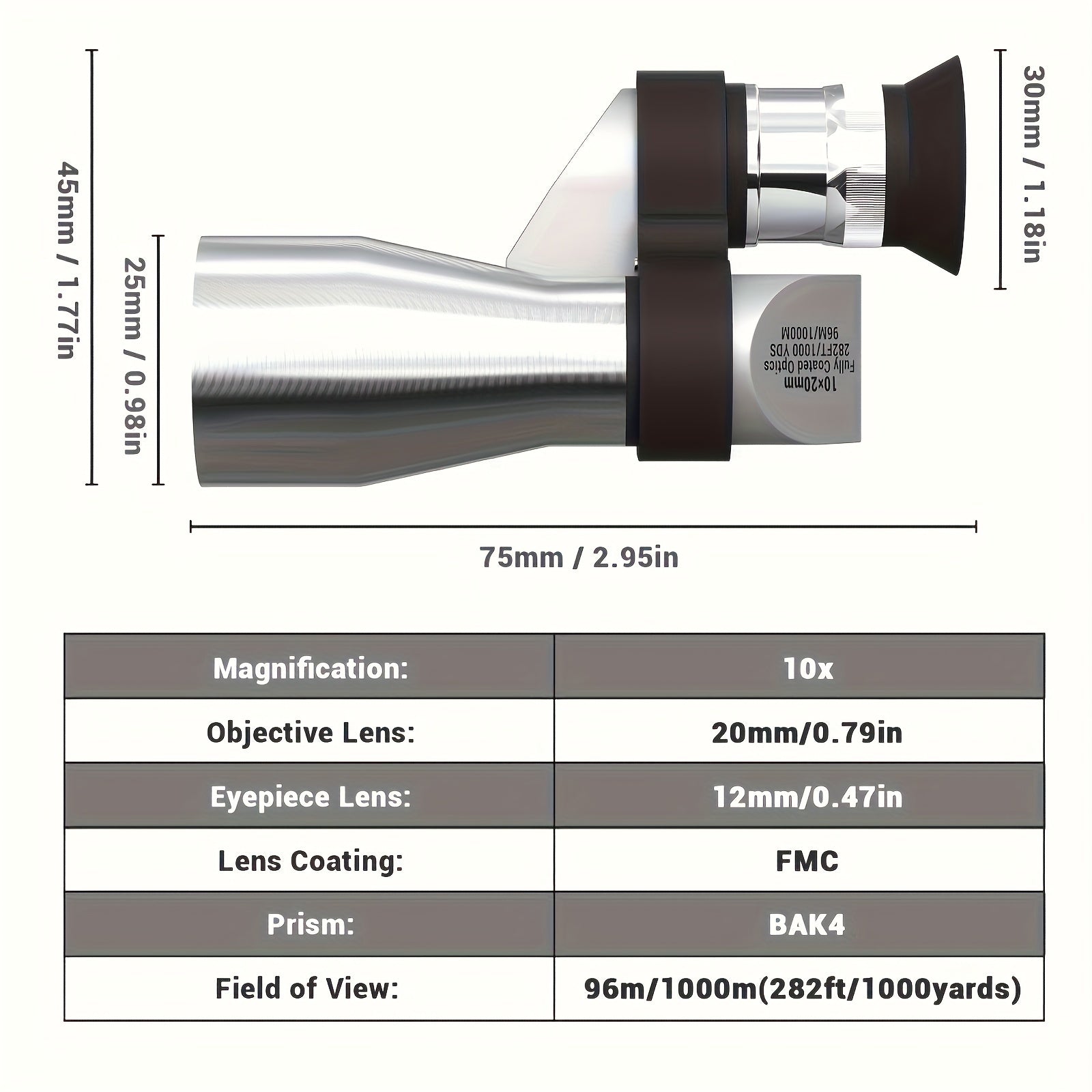 Metal Corner 10x20 Mini Monocular Telescope for Mobile Phone Photography