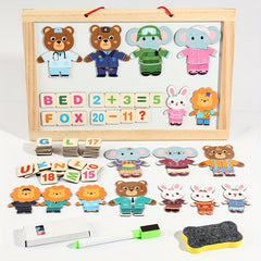 Kids Magnetic Drawing Board Bear Dress Up Puzzles Educational Number Magnets