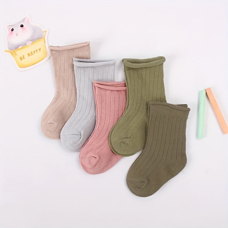 5 Pairs Baby Girls Breathable Comfy Socks for Spring Autumn Winter