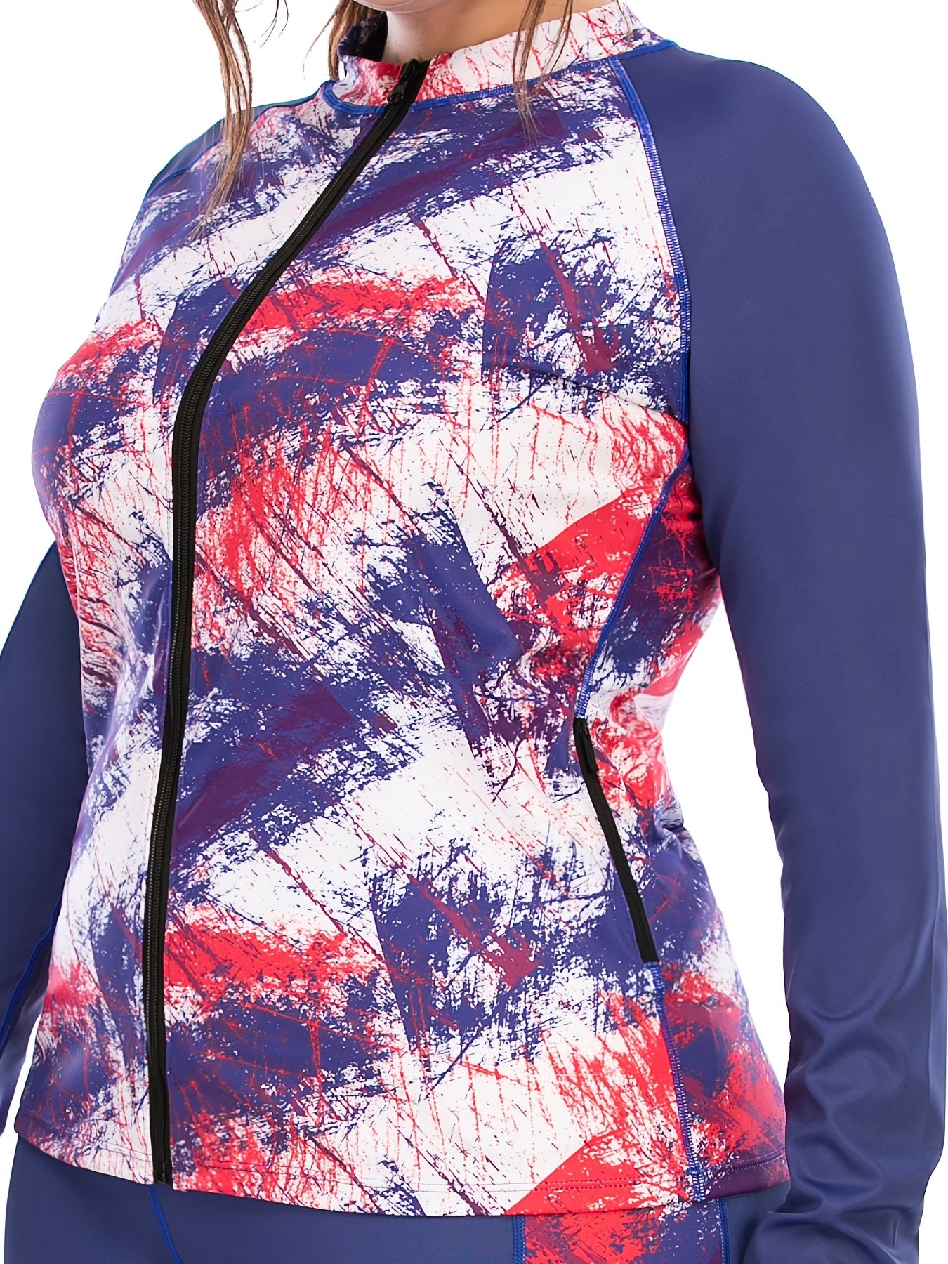 Tie Dye Zip Up Sports Top with Pockets