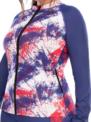 Tie Dye Zip Up Sports Top with Pockets
