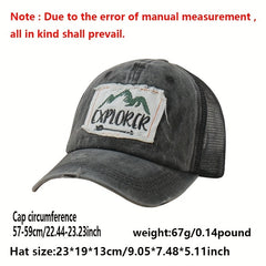 Explorer Embroidery Patch Baseball Cap Washed Distressed Sun Hat