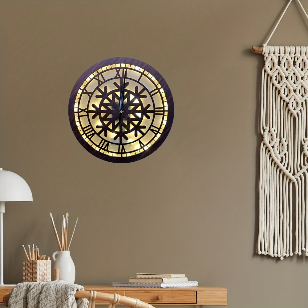 Retro Wooden LED Christmas Lamp Clock