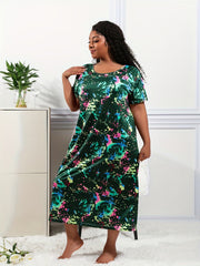 Tie Dye Short Sleeve Loungewear Dress