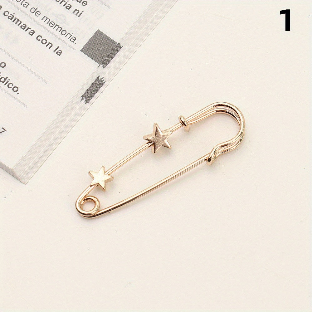 Metal Star Flower Brooch Waist Pins for Women
