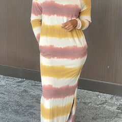 Tie Dye Stripe Print Maxi Dress