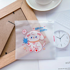 5pcs Cartoon Self-Sealing Plastic Bags for Snacks - Reusable Pouches