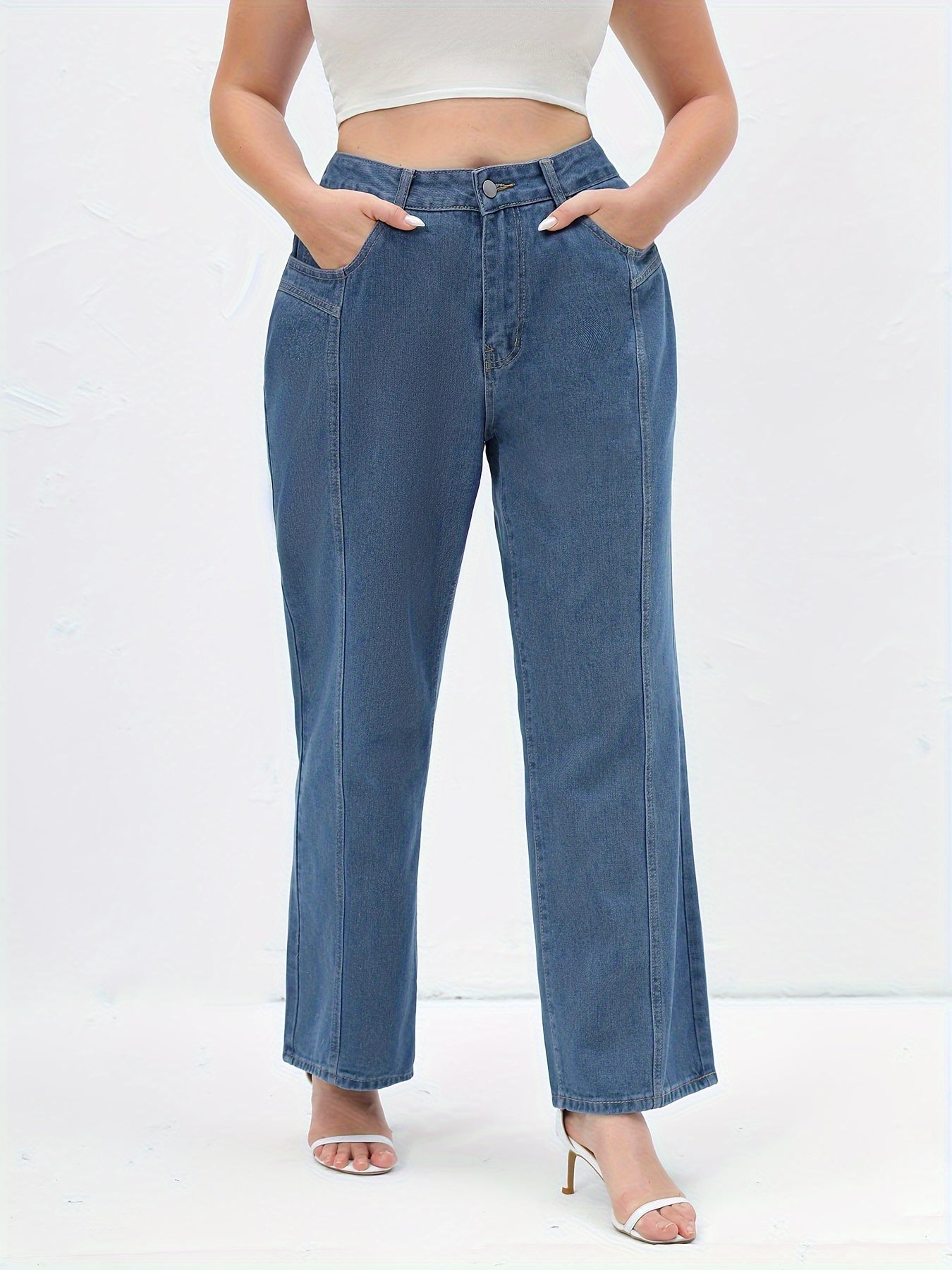 Women's Plus High Rise Wide Leg Jeans