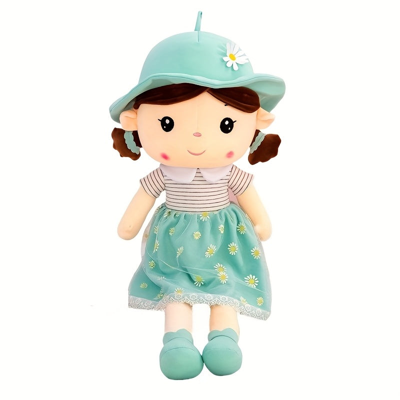 Soft Plush Princess Doll Mint Green Daisy Skirt Birthday Gift Kids Bedroom Decor