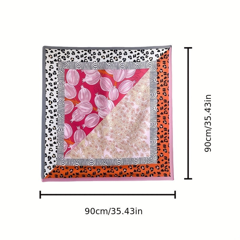 Leopard Print Shawl Block Large Square Scarf Bandana Head Wraps