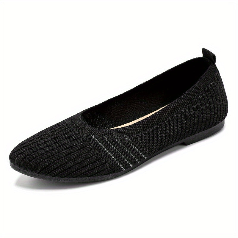 Women's Slip On Woven Flat Shoes Round Toe Breathable Casual Outdoor Shoes