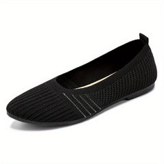 Women's Slip On Woven Flat Shoes Round Toe Breathable Casual Outdoor Shoes