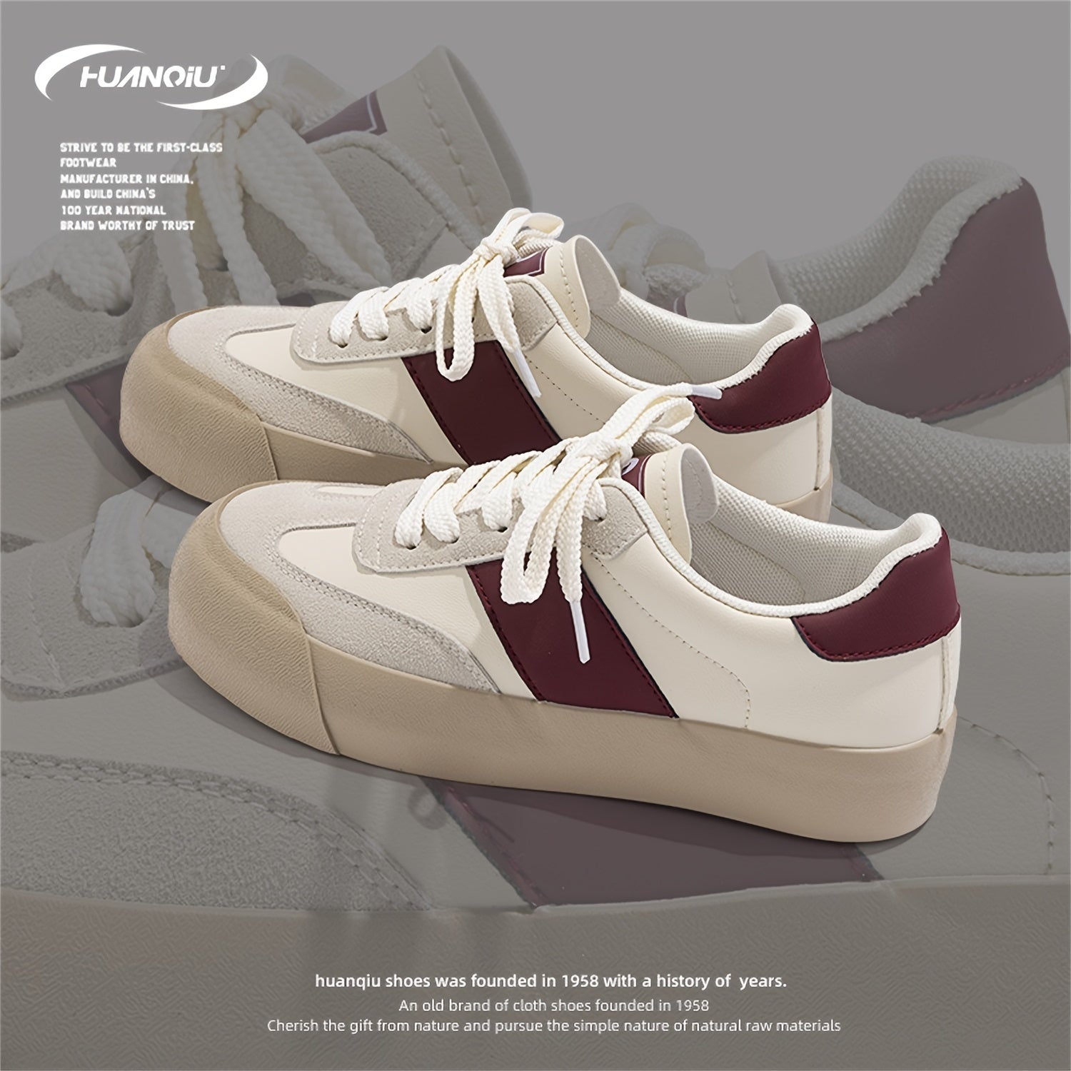 HUANQIU Women's Lace-up Low Outdoor Skate Shoes Lightweight & Comfy