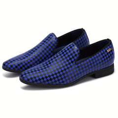Men's Plaid Slip On Loafers Smart Casual Shoes