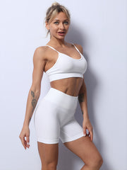 Breathable Sports Bra and High Waist Yoga Shorts Set for Women