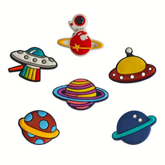8pcs Space Spaceship Shoe Charms For Clogs Bubble Slides Sandals PVC Decorations