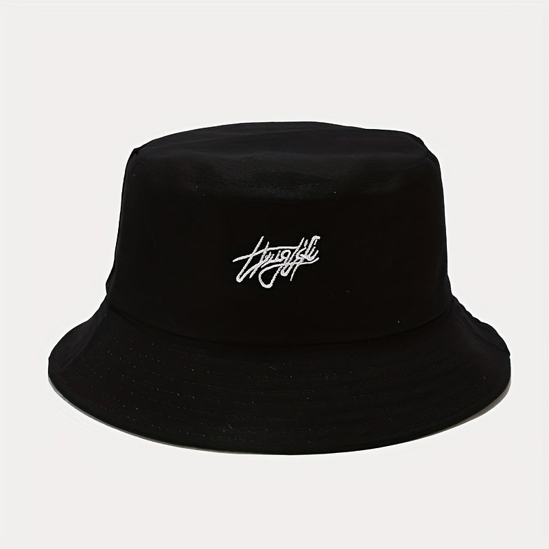 Embroidered Bucket Hat Men Outdoor Travel Vacation Beach Hat