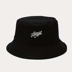 Embroidered Bucket Hat Men Outdoor Travel Vacation Beach Hat