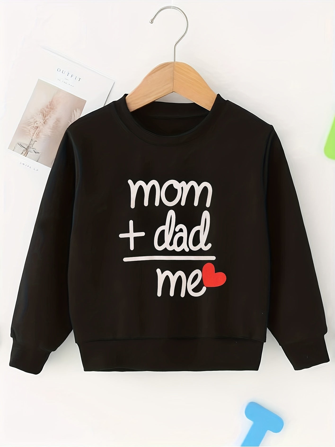 Girls' Mom Dad Me Graphic Long Sleeve Crew Neck Sweatshirt