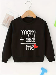 Girls' Mom Dad Me Graphic Long Sleeve Crew Neck Sweatshirt
