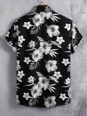 Hawaiian Style Flower Pattern Men's Short Sleeve Shirt